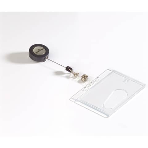 Portabadge Durable chiuso con chiocciola yo-yo per 1 tessera 54x87 mm - conf. 10 pz - 8012-19